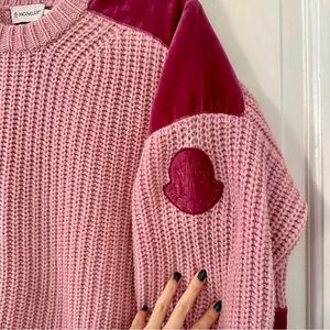 MONCLER $1k Wool and Cashmere Sweater with Velvet Accents S